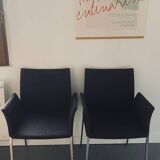 Set of 2 Zanotta LIA armrest chairs in antarcite gray virgin wool