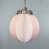 Art Deco Chrome & Opaline Glass Pendant Light, Czechoslovakia