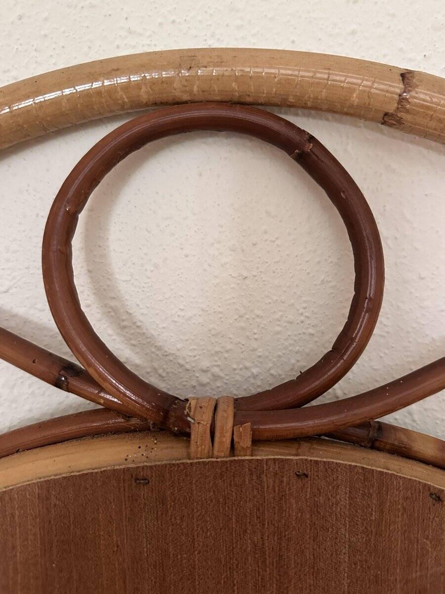 Arched Spanish wall mirror in rattan and bamboo, 1960s.