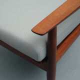 Fauteuil teck des années 1960 en gris, Arne Vodder