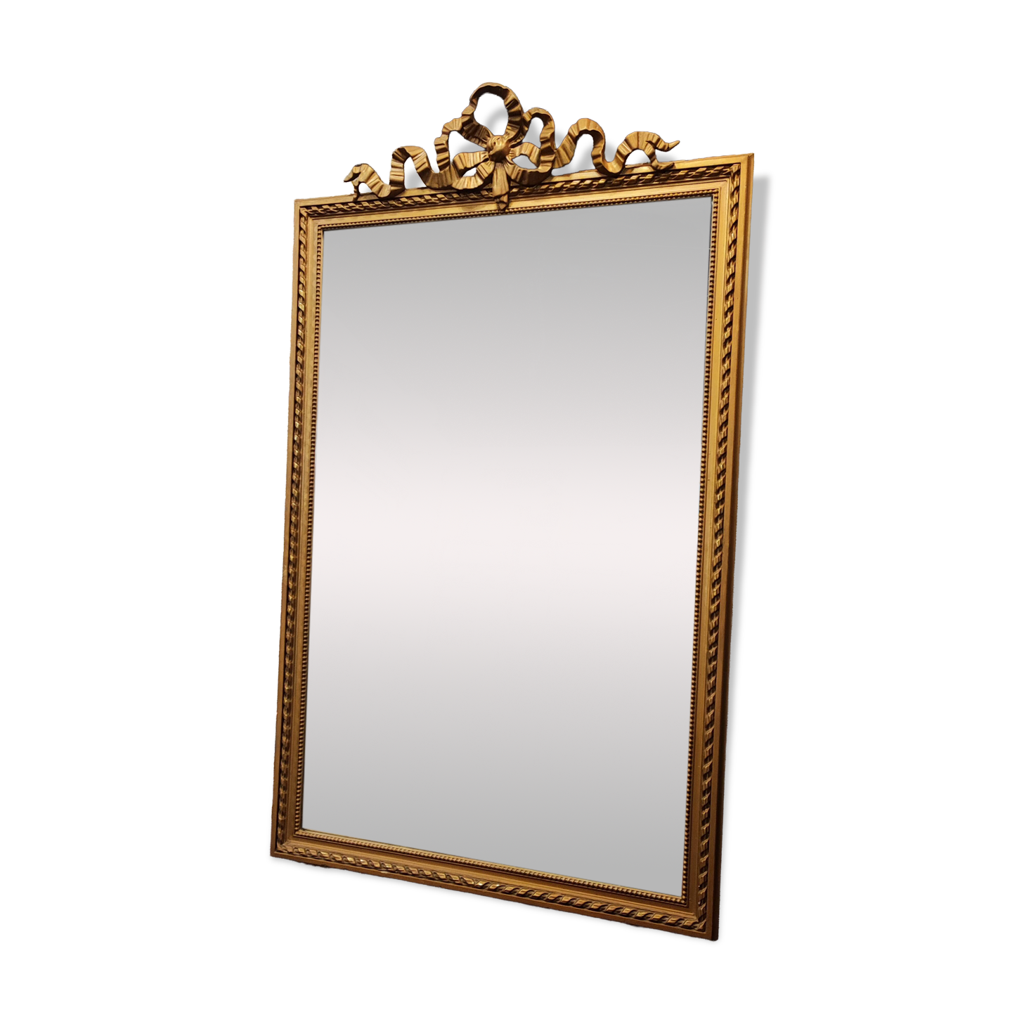 Large gilded mirror with ribbon – Napoleon III period – 136 cm