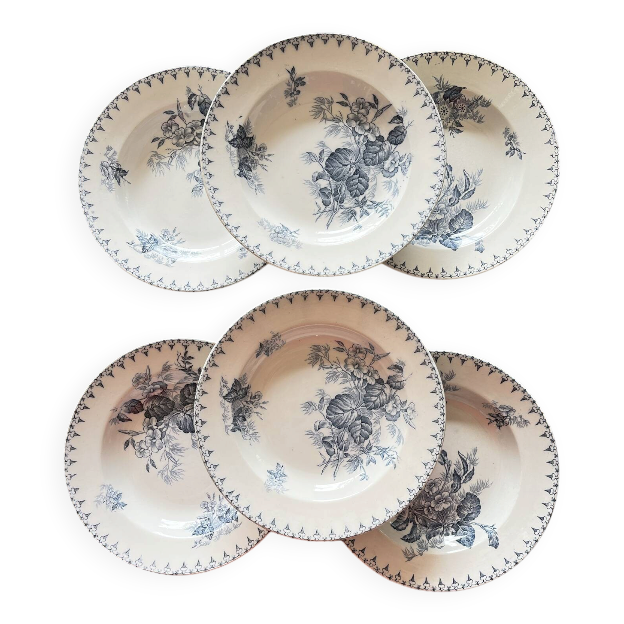 6 assiettes terre de fer 