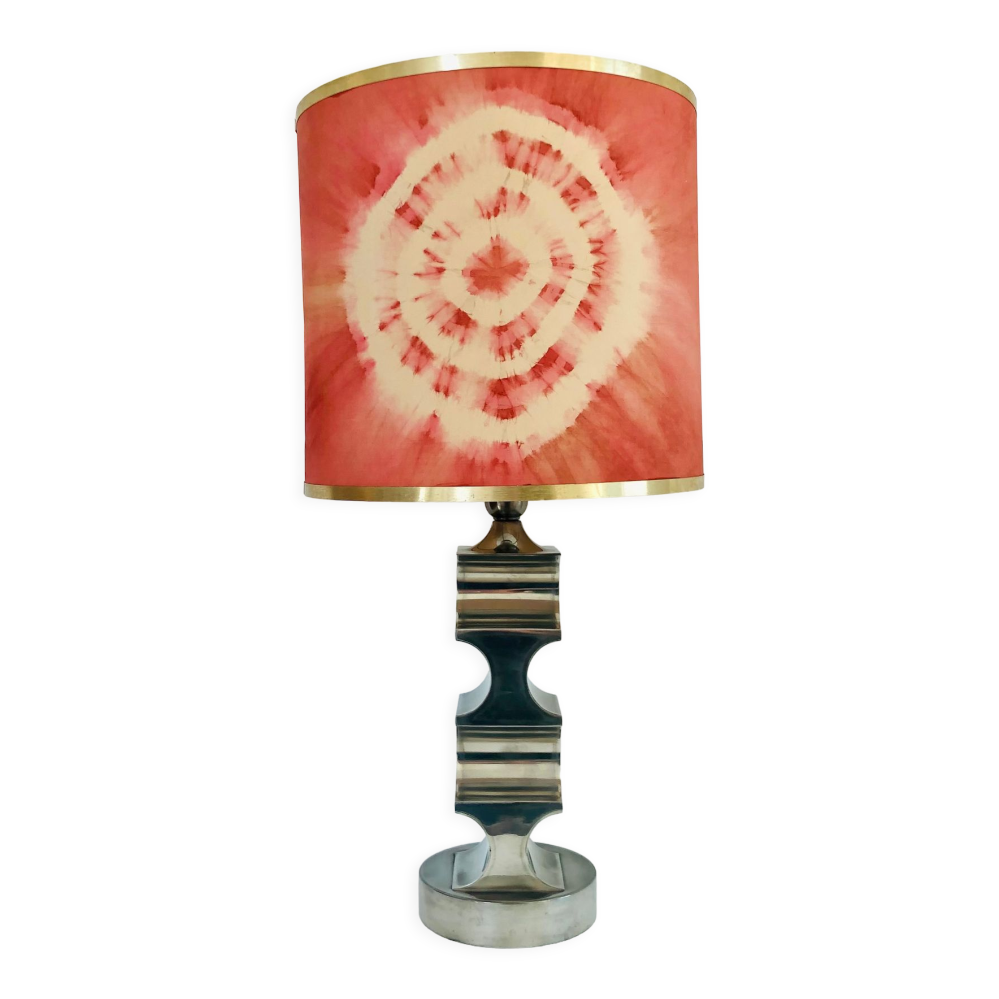 Vintage living room lamp pewter base, Italy 60s