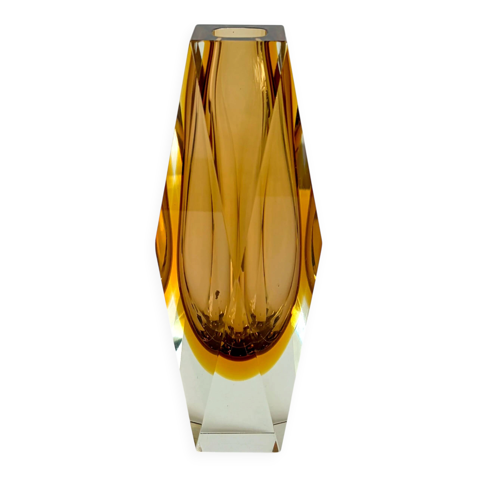 Faceted Murano Sommerso amber vase