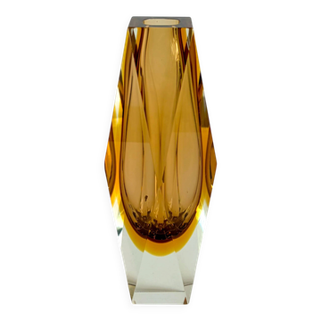 Faceted Murano Sommerso amber vase