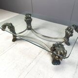 Table basse en laiton avec fleurs, années 1970