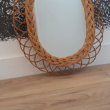 Oval rattan mirror