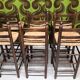 Lot of 6 stools with woven straw seats, chalet style 1970.