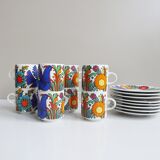Villeroy and Boch Acapulco mugs and saucers set of 6, colorful coffee or tea sets