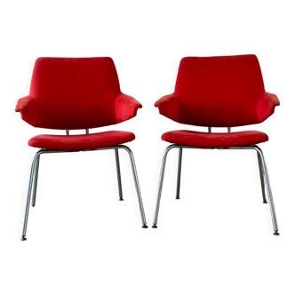 Pair of red Danish armchairs