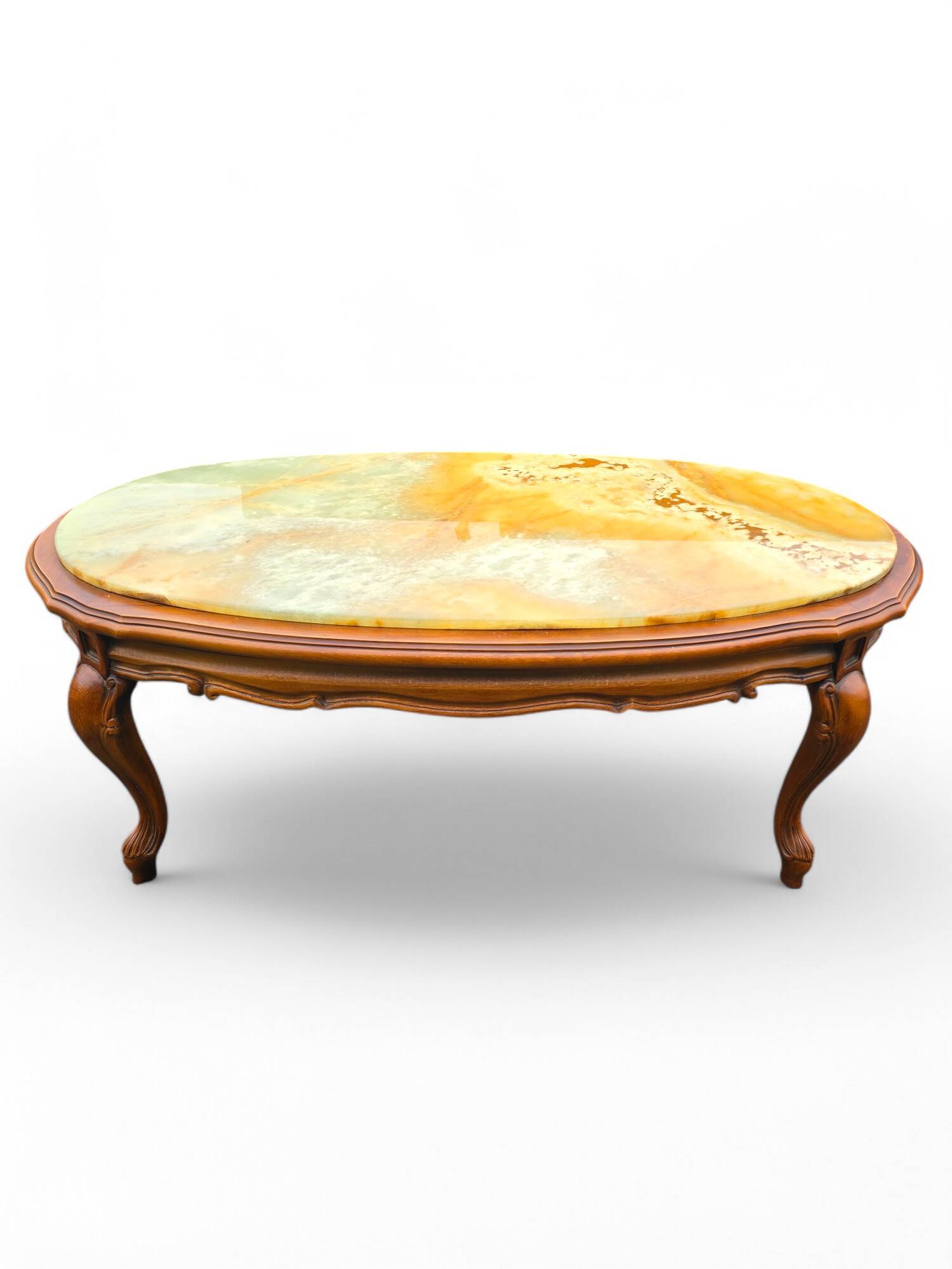 Vintage cherry wood and marble top coffee table