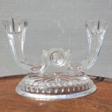 Pair candle holders vintage crystal Buder double torches