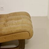 Fauteuil en cuir camel  année 60.