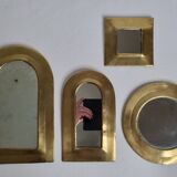 Set of 4 Moroccan mirrors in vintage brass 27 cm