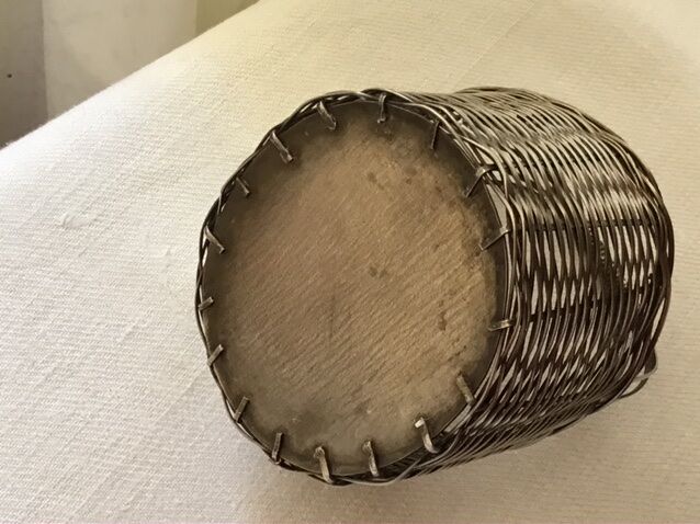Silver metal woven basket