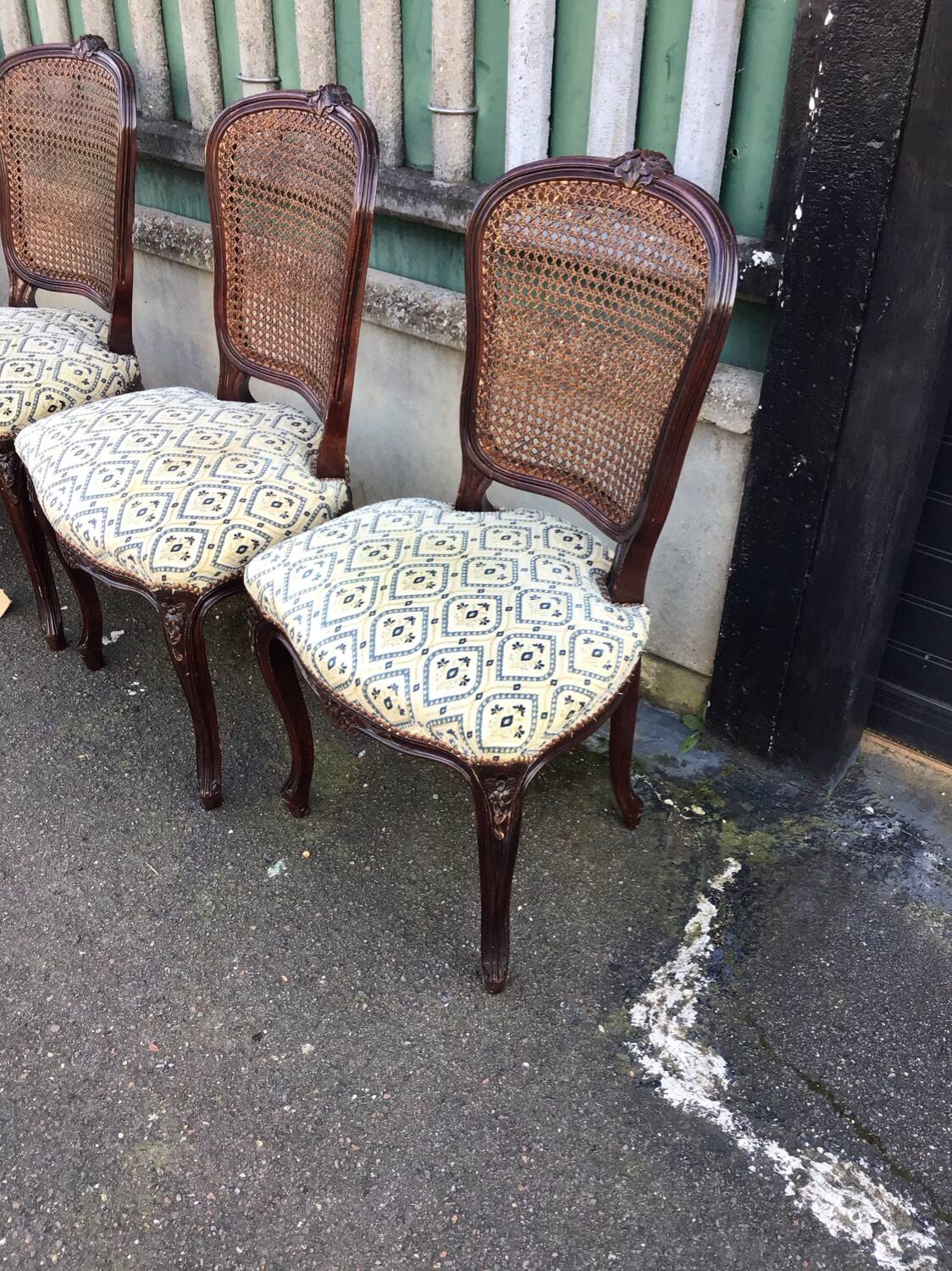 4 Louis XV style chairs with caned backs