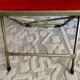 Set of 2 folding opera chairs in red velvet and brass