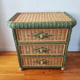 Wicker chest of drawers, 1970s-80s.