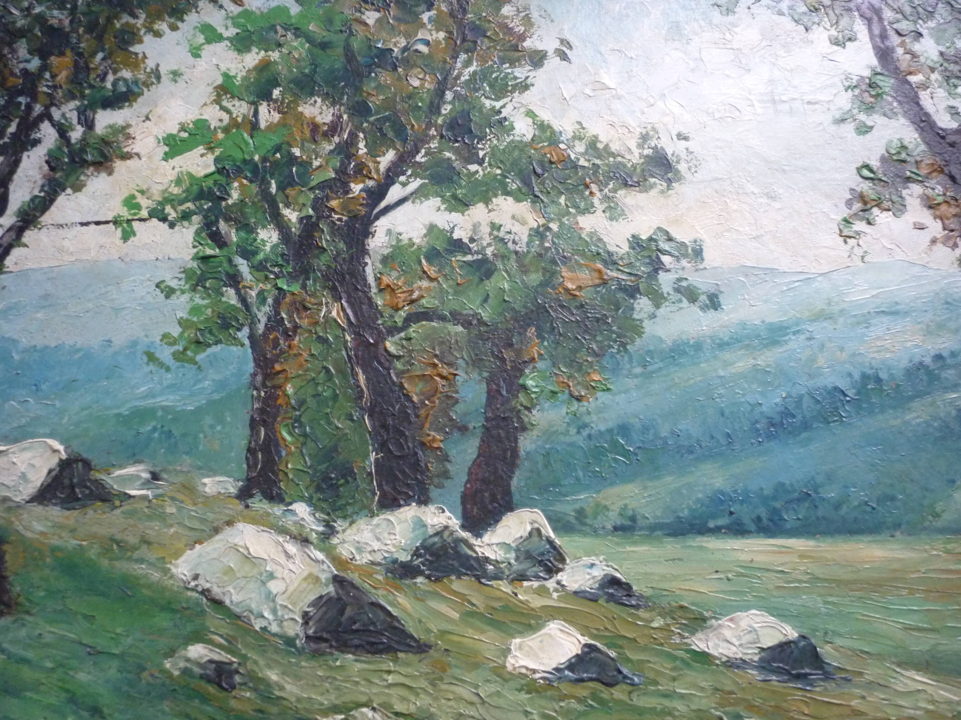 Painting painting on landscape panel signed g cocagne