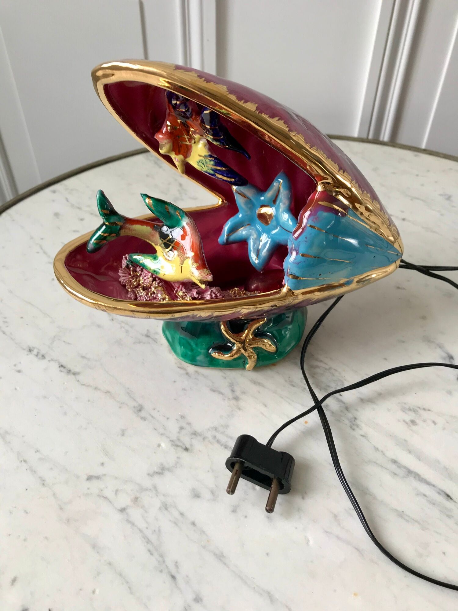 Ceramic table lamp vallauris model "moule" 70s