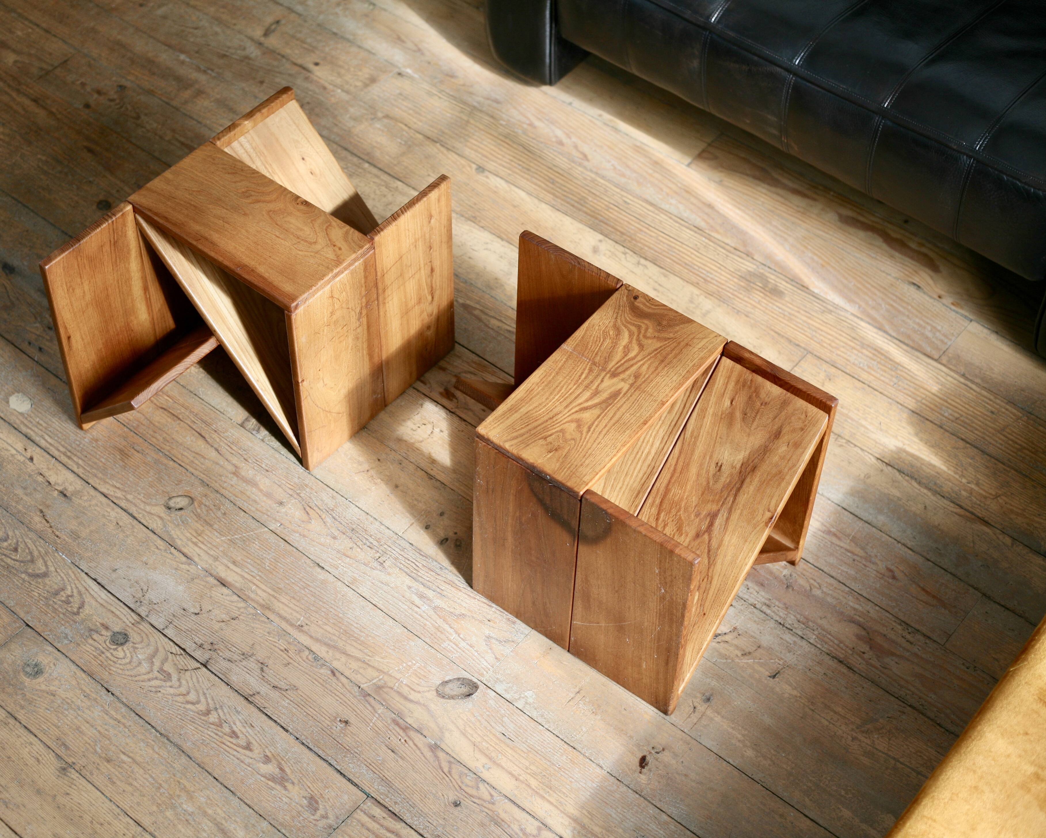 Pair of stools / side tables from Maison Regain, France, 1970s.