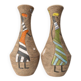 Paire de vases Fratelli Fanciullacci, décor sgraffito à figures stylisées