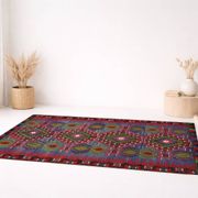 Geometric Blue & Green Vintage Kilim Rug, 154x305Cm