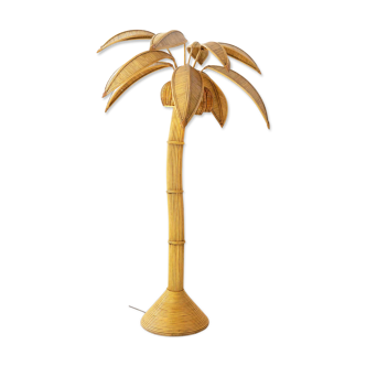 Vintage palm lamp in rattan