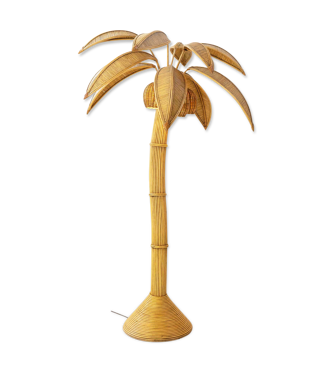 Lampadaire palmier vintage en rotin | Selency