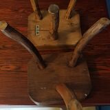 Pair of tripod stool of brutalistic milking