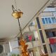 Chandelier gilded metal leaves by Hans Kogl, 1970's