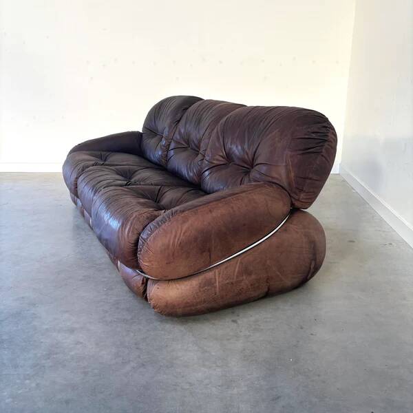 Canapé Okay en cuir d'Adriano Piazzesi, Italie, années 1970