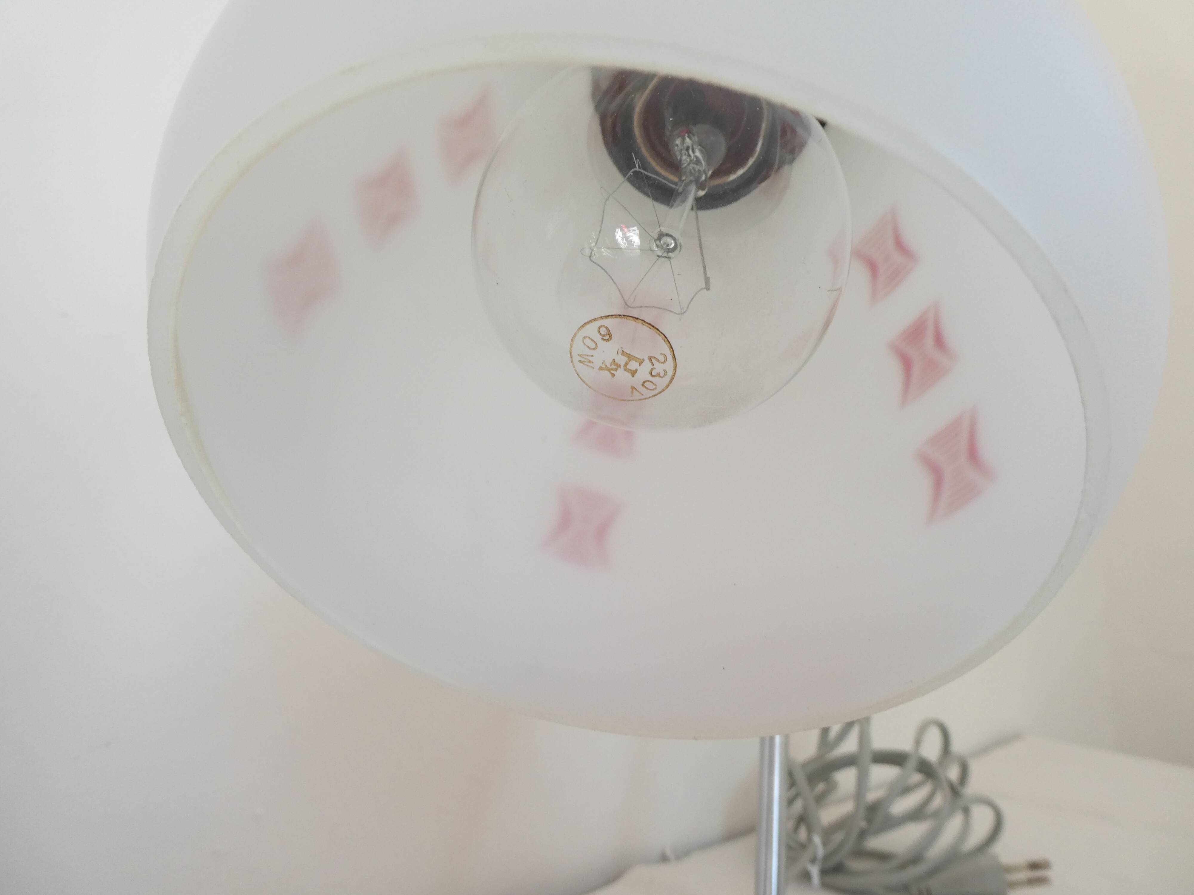 Lidokov desk lamp Czechoslovakia metal and opaline original, 1960