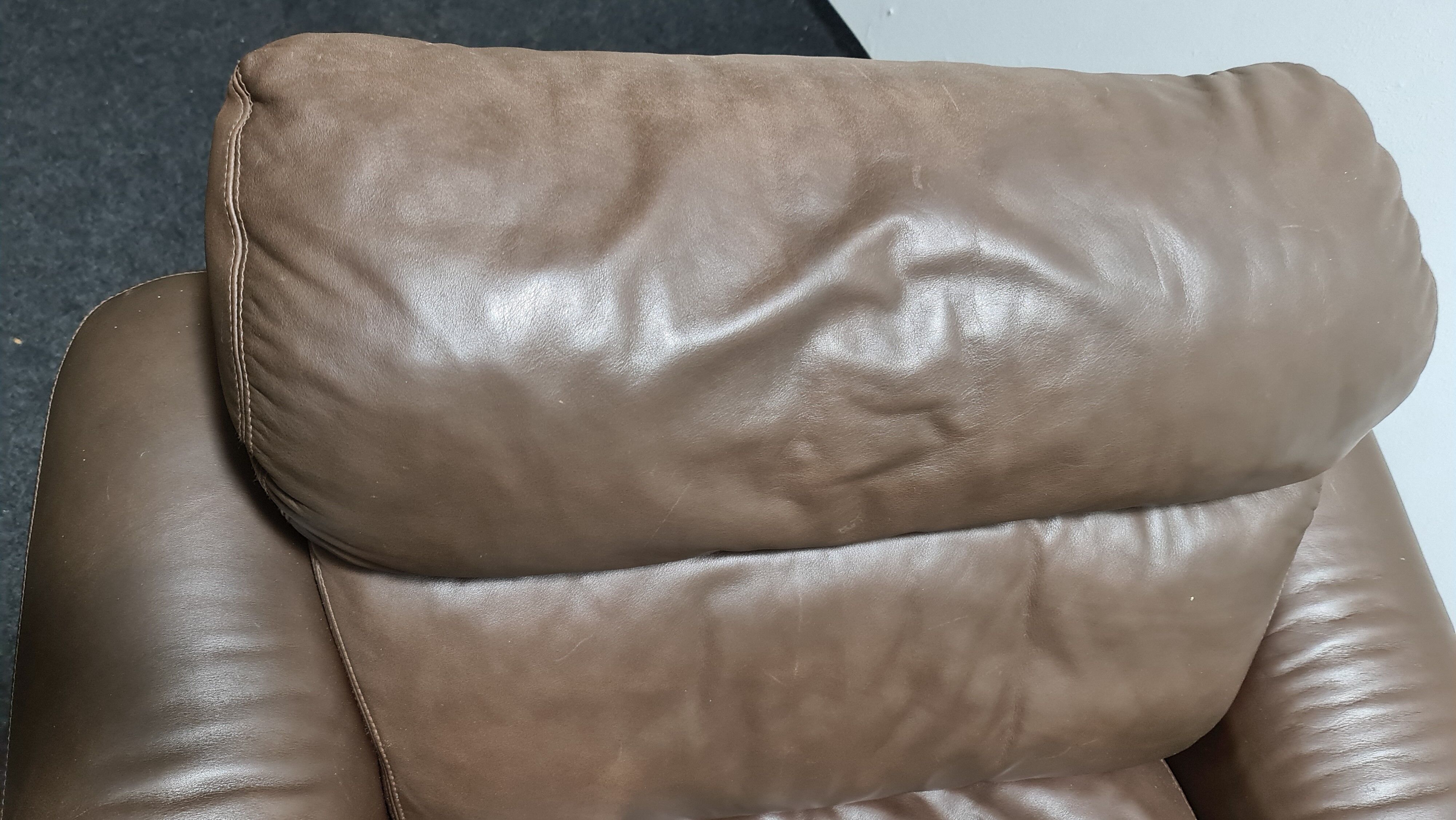 Fauteuil Rolf Benz en cuir brun vintage