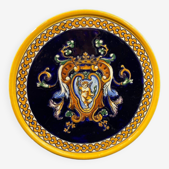 Dessous de plat en faïence de Gien décor Renaissance italienne