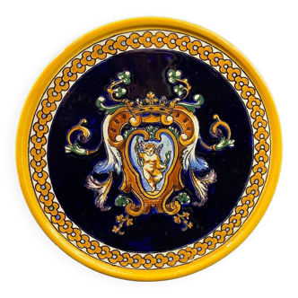 Dessous de plat en faïence de Gien décor Renaissance italienne