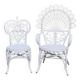 Fauteuil et chaise Peacock en rotin blanc, 1970