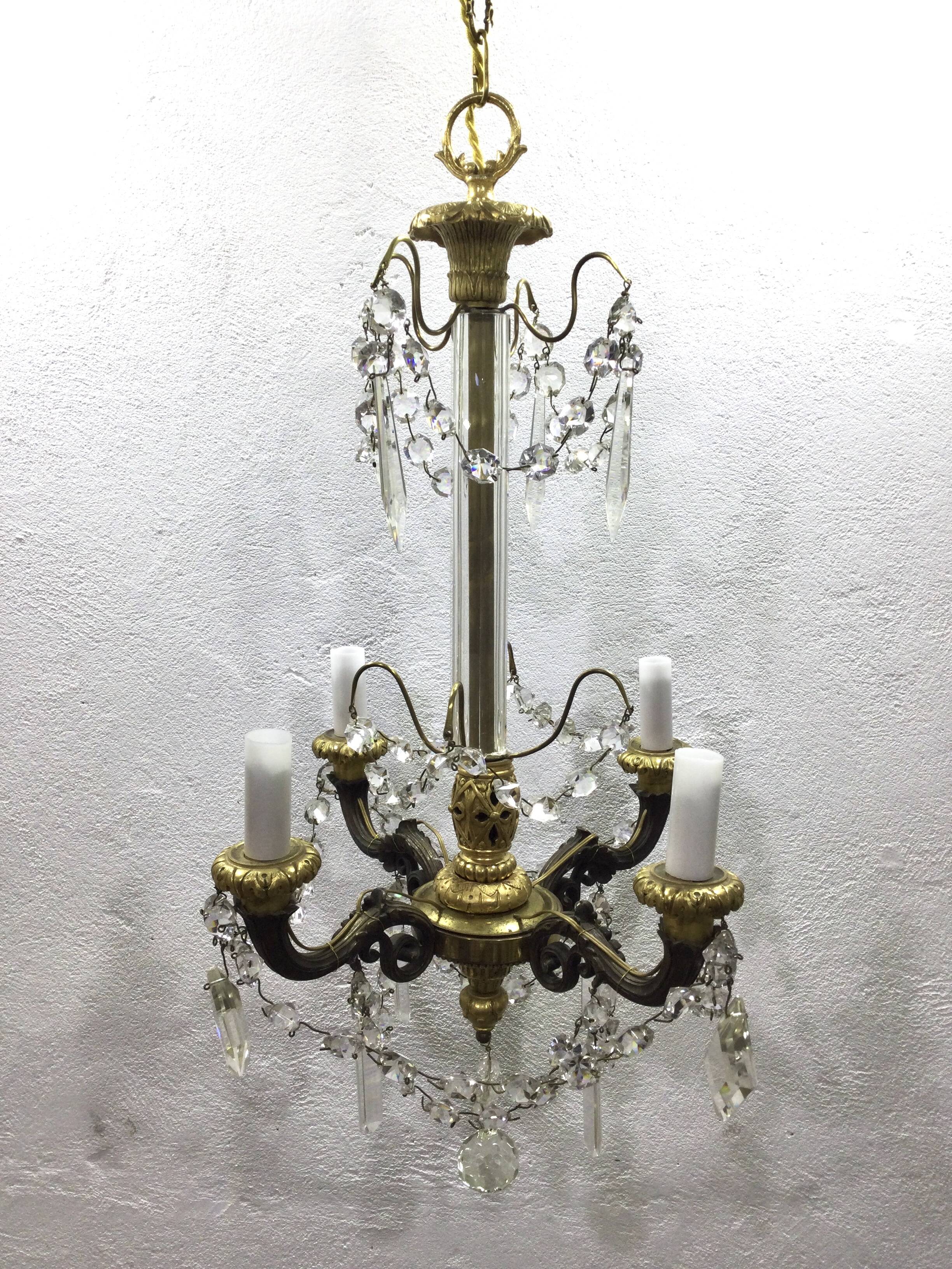4-light bronze Napoleon III chandelier