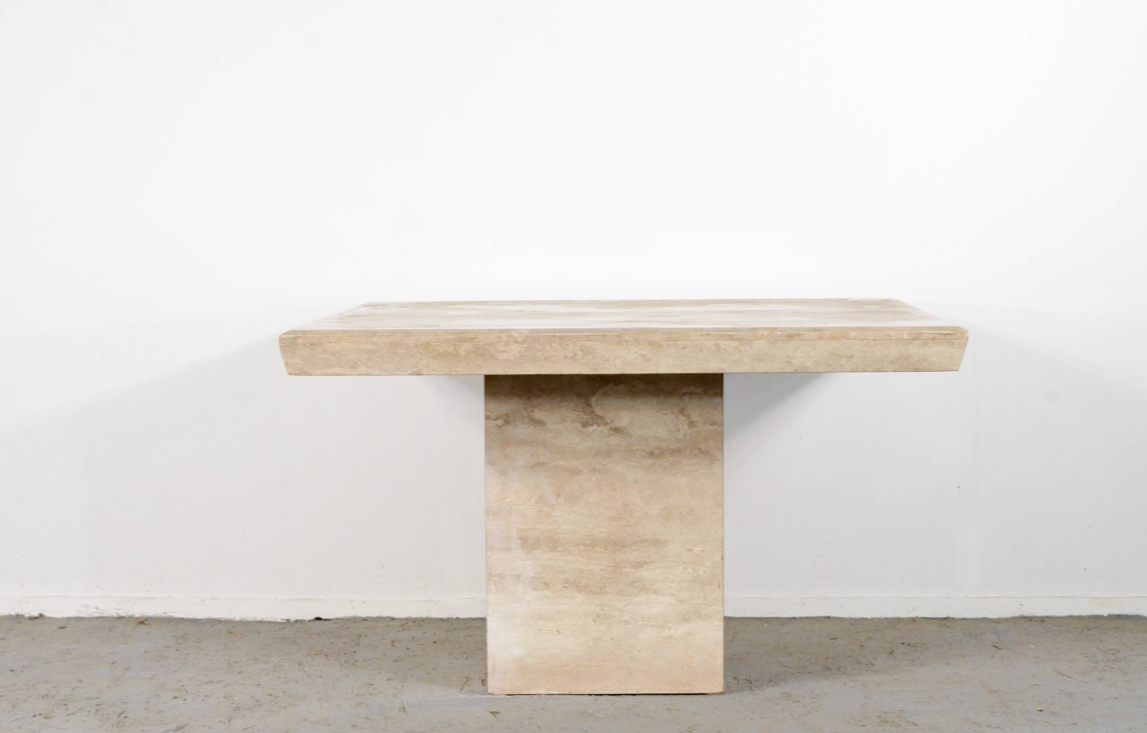 1970s Midcentury Italian Marble Minimalist Geometric Table