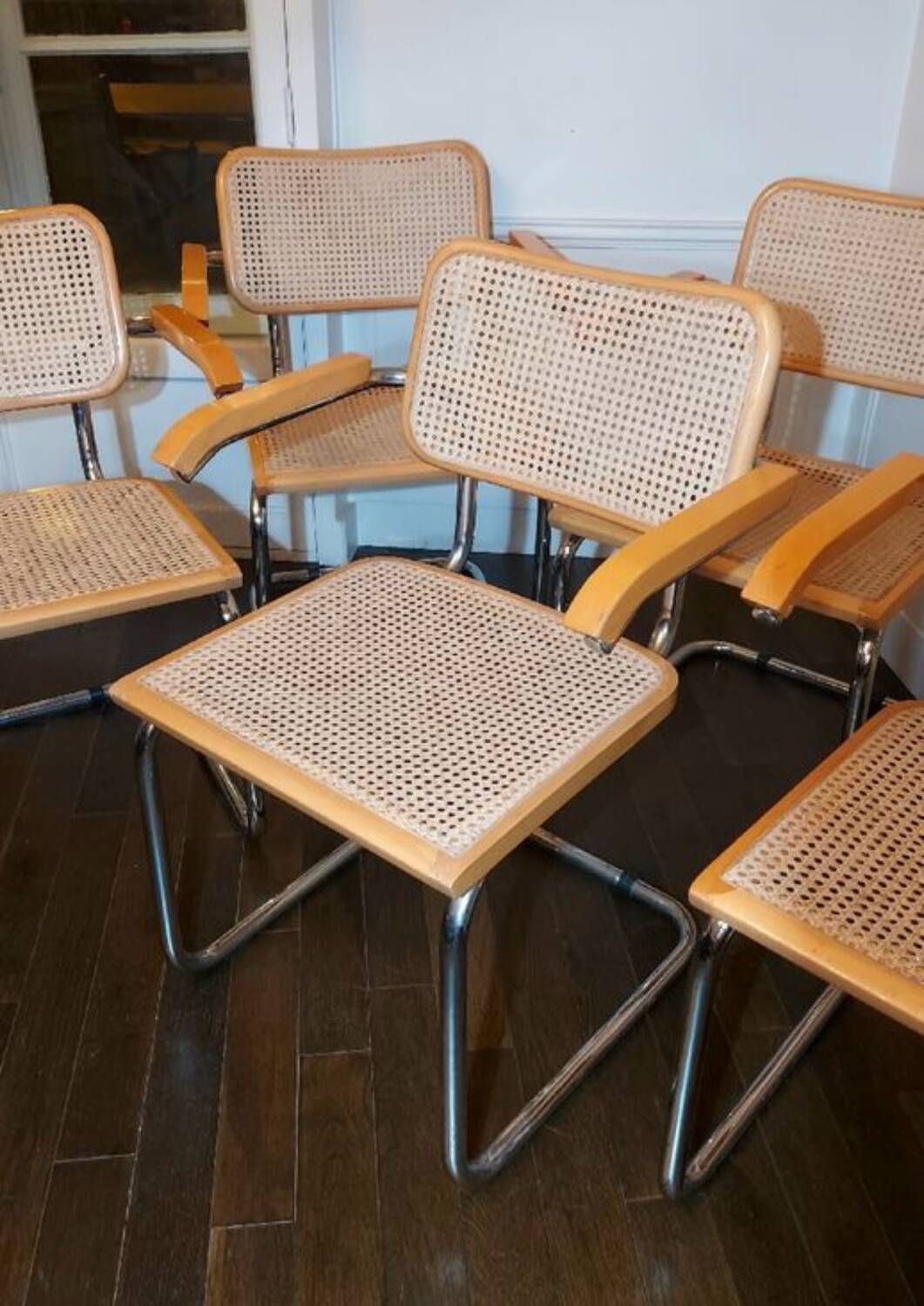 Cesca B64 vintage chair with armrests - Marcel Breuer in light beech - Vintage - Made in Italy - 80s (6 available)