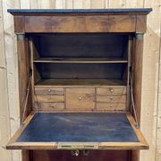 Empire period secretary in walnut, oak and black marble top