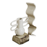 Round cream hodgepodge vase