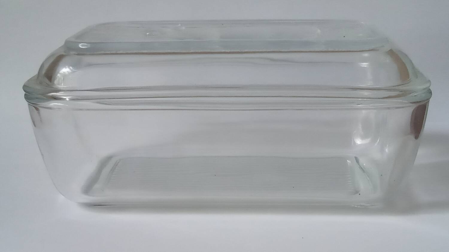 Glass butter dish with cow decor