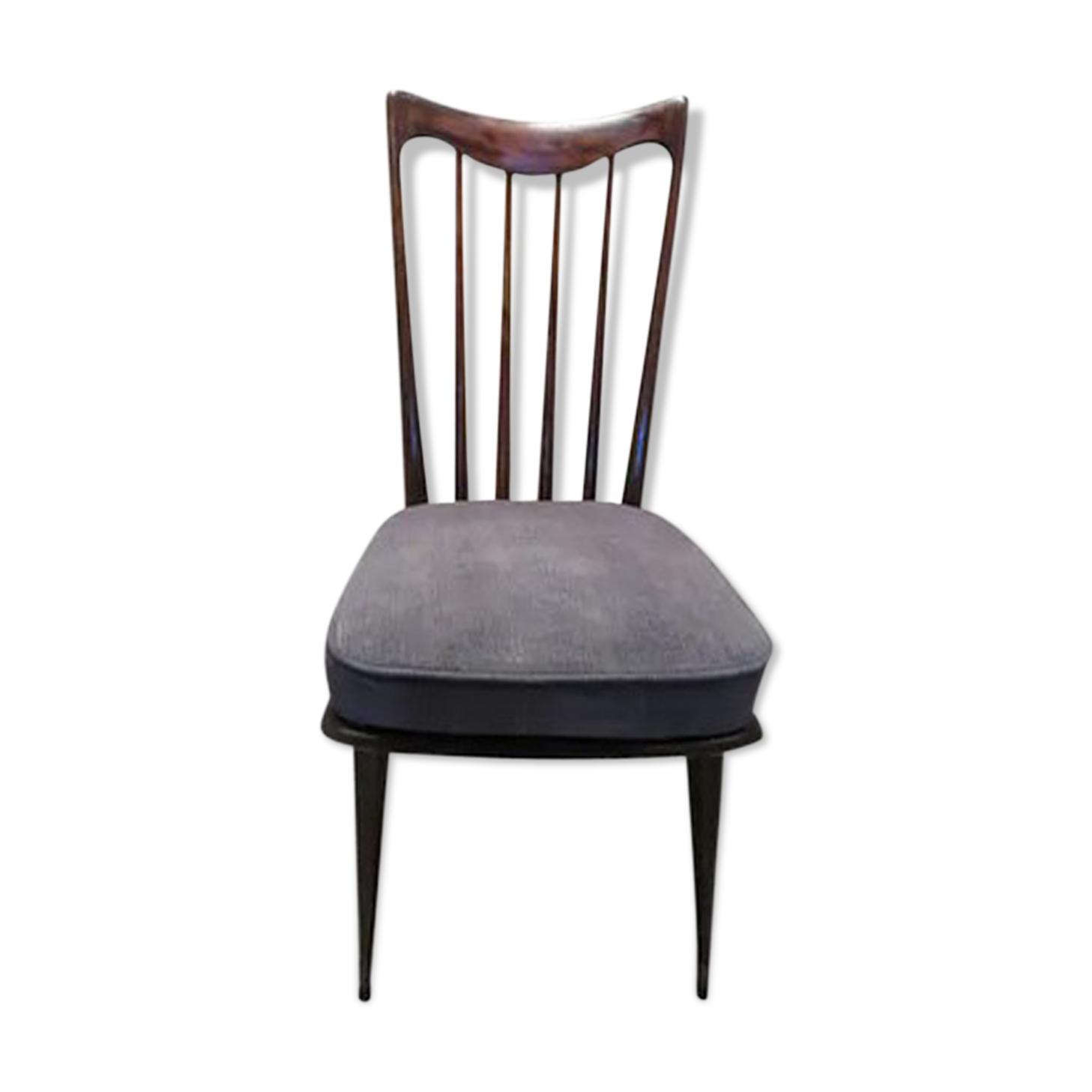 Chaise rénovée acajou velours gris