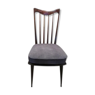Renovated grey velvet mahogany chair