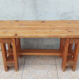 Vintage solid pine table and benches