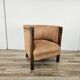 1940s Art Decò armchair in walnut and velvet