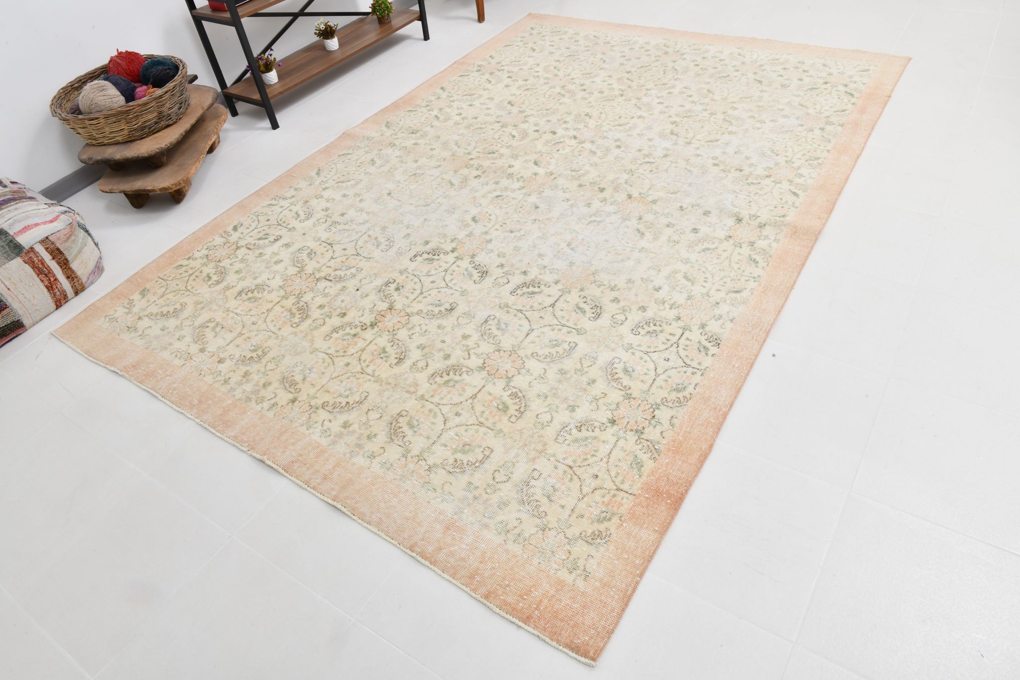 7x10 Large Floral Handmade Vintage Rug, 209x312Cm