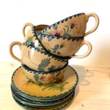 6 cups decorated with ancient flowers