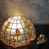 Large mother-of-pearl and brass lampshade